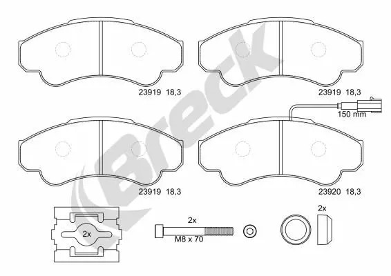 Pastiglie freno 23919 00 703 10 BRECK per PEUGEOT CITROËN FIAT