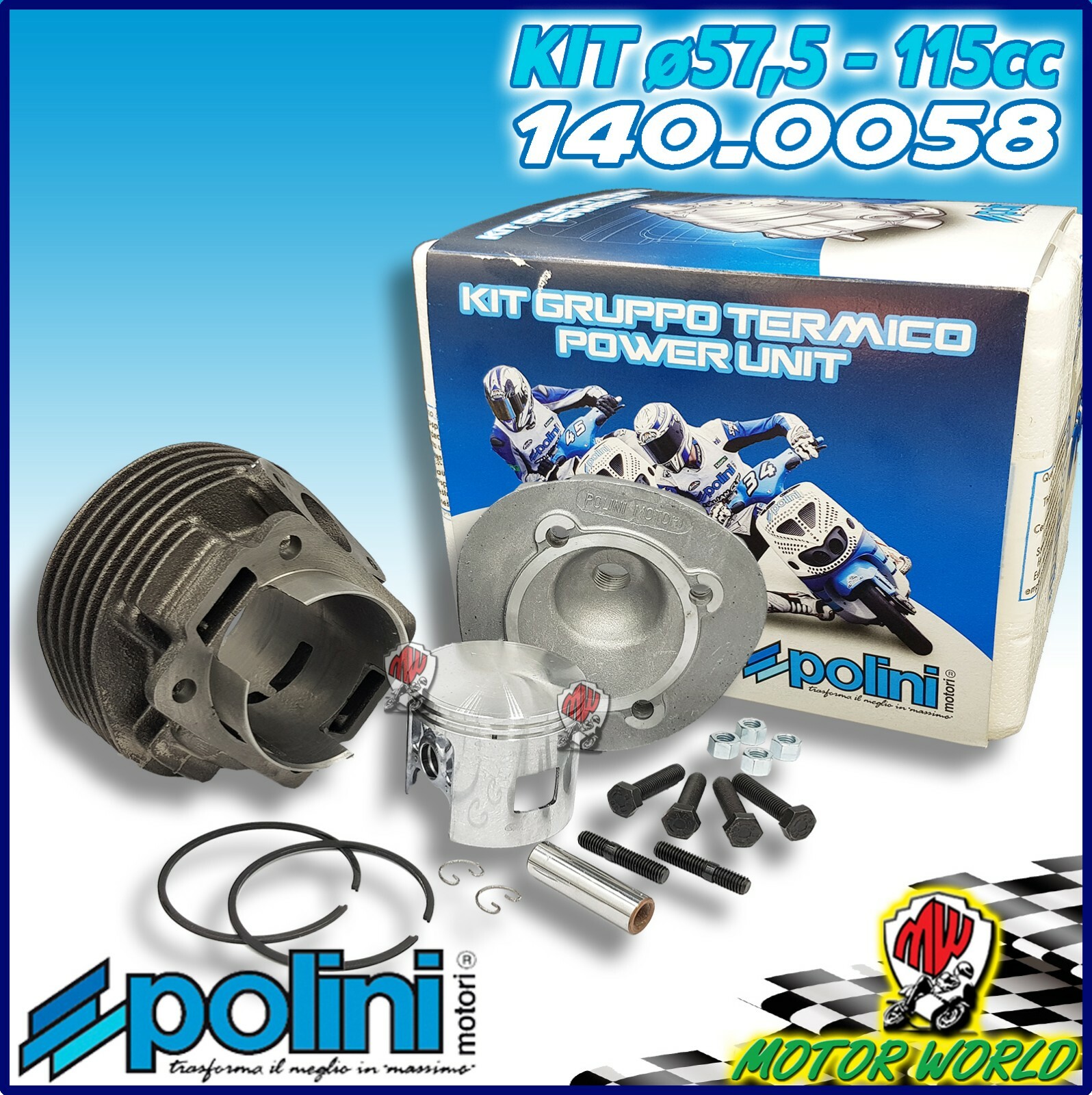 140.0058 KIT GRUPPO TERMICO 115 cc POLINI GHISA D.57,5 VESPA 50 PRIMAVERA ET3