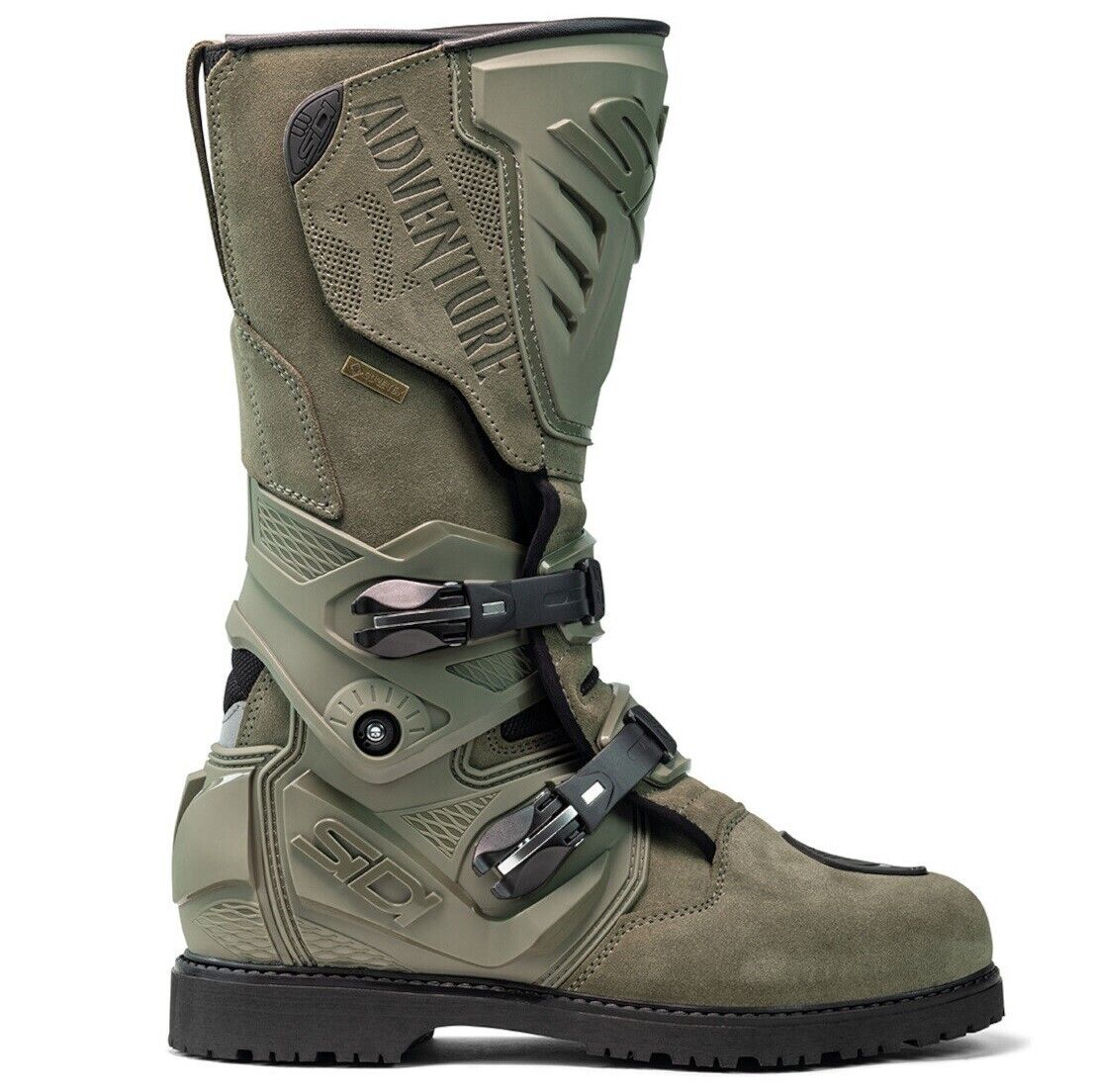 STIVALI IMPERMEABILI BOOTS MOTO SIDI ADVENTURE 2 GORE TEX PELLE ARMY GREEN TG 43
