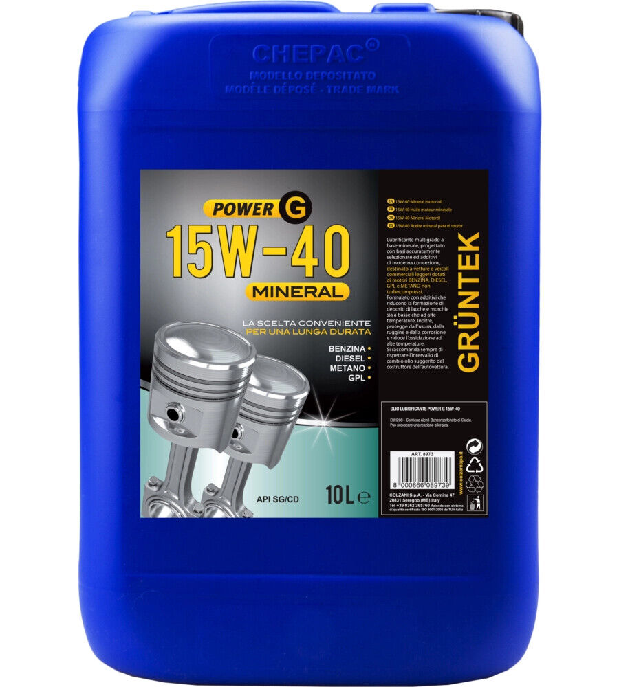 OLIO POWER-G MINERALE 10L 15W40 PER MOTORI DIESEL E BENZINA