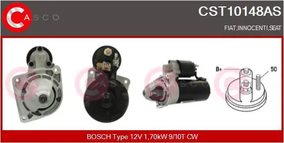 Motorino di avviamento Senso rotazione orario CST10148AS CASCO per FIAT SEAT