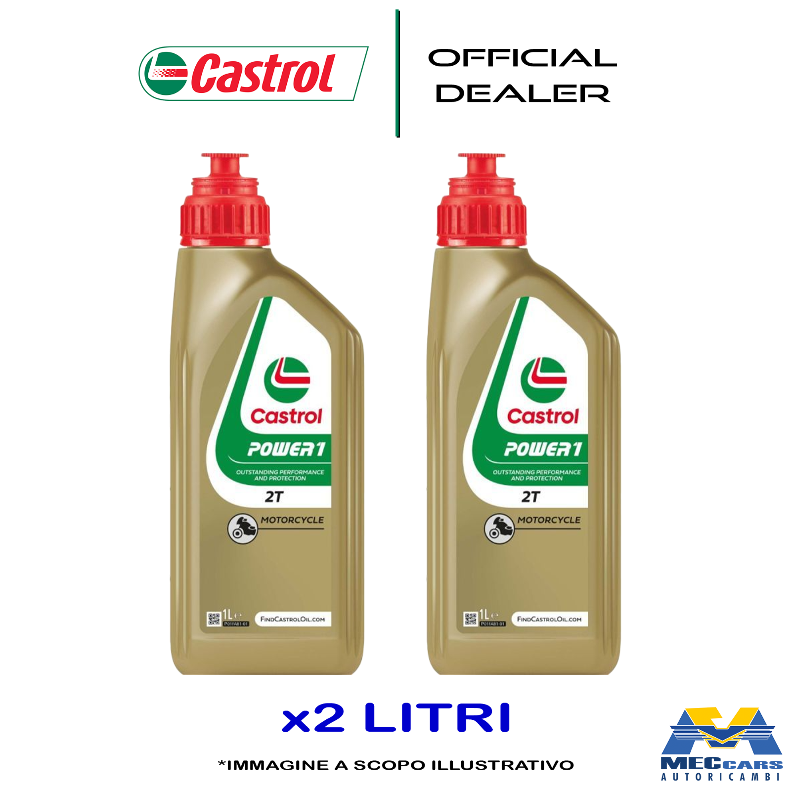 2 LITRI CASTROL POWER 1 2T SEMI SINTETICO OLIO MOTORE MISCELA MOTO SCOOTER VESPA
