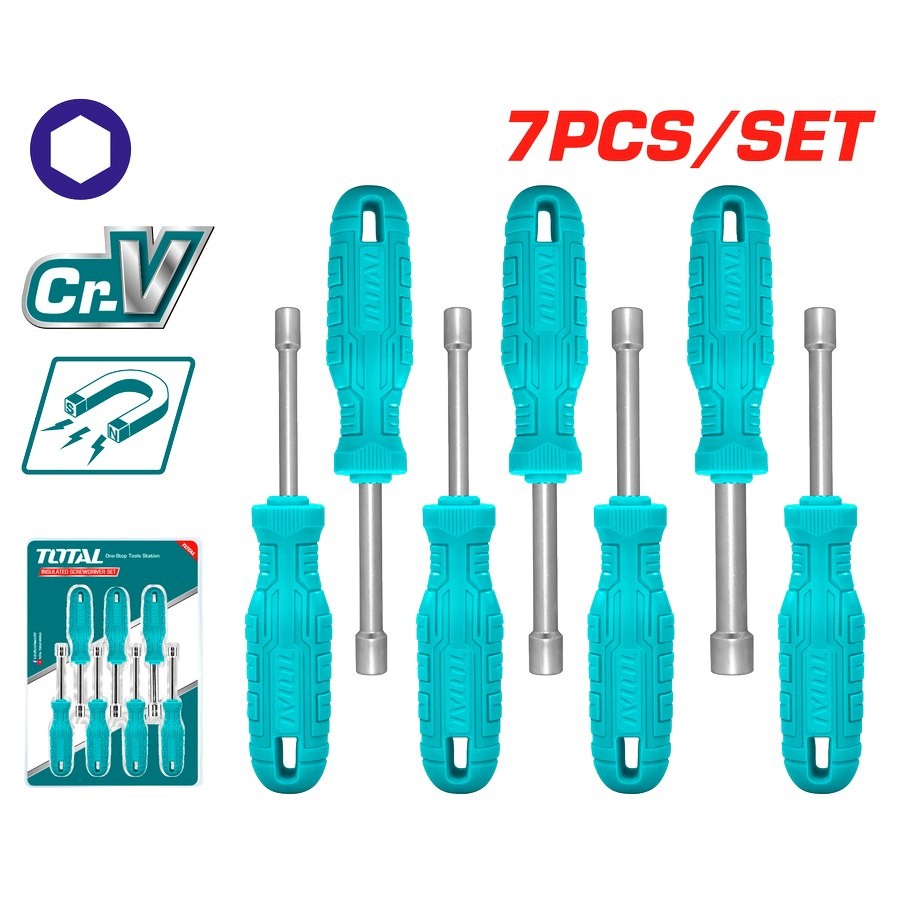 TOTAL UTENSILI TNSS0701 - Cacciaviti a Bussola - Set da 7 pezzi -