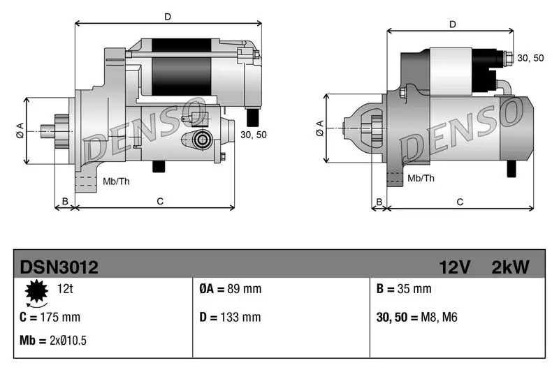 Motorino di avviamento Senso rotazione orario DSN3012 DENSO per PEUGEOT CITROËN