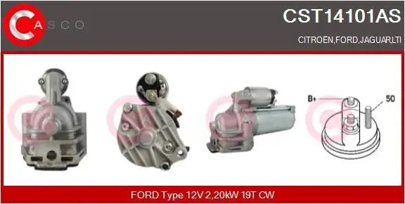 Motorino di avviamento Senso rotazione orario CST14101AS CASCO per FORD JAGUAR