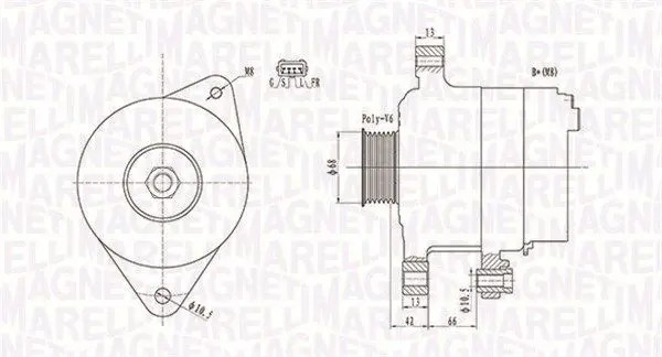 Alternatore con puleggia 063732112010 MAGNETI MARELLI per MITSUBISHI