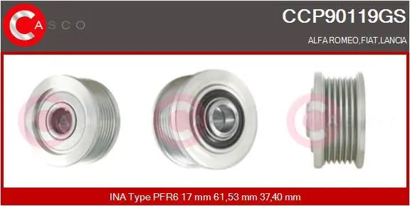 Ventola alternatore con puleggia a ruota libera CCP90119GS CASCO