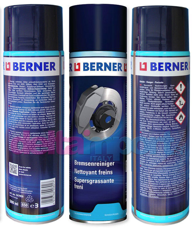3 PEZZI SPRAY SUPER SGRASSANTE PER PULIRE MOTORE-FRENI-INGRANAGGI BERNER