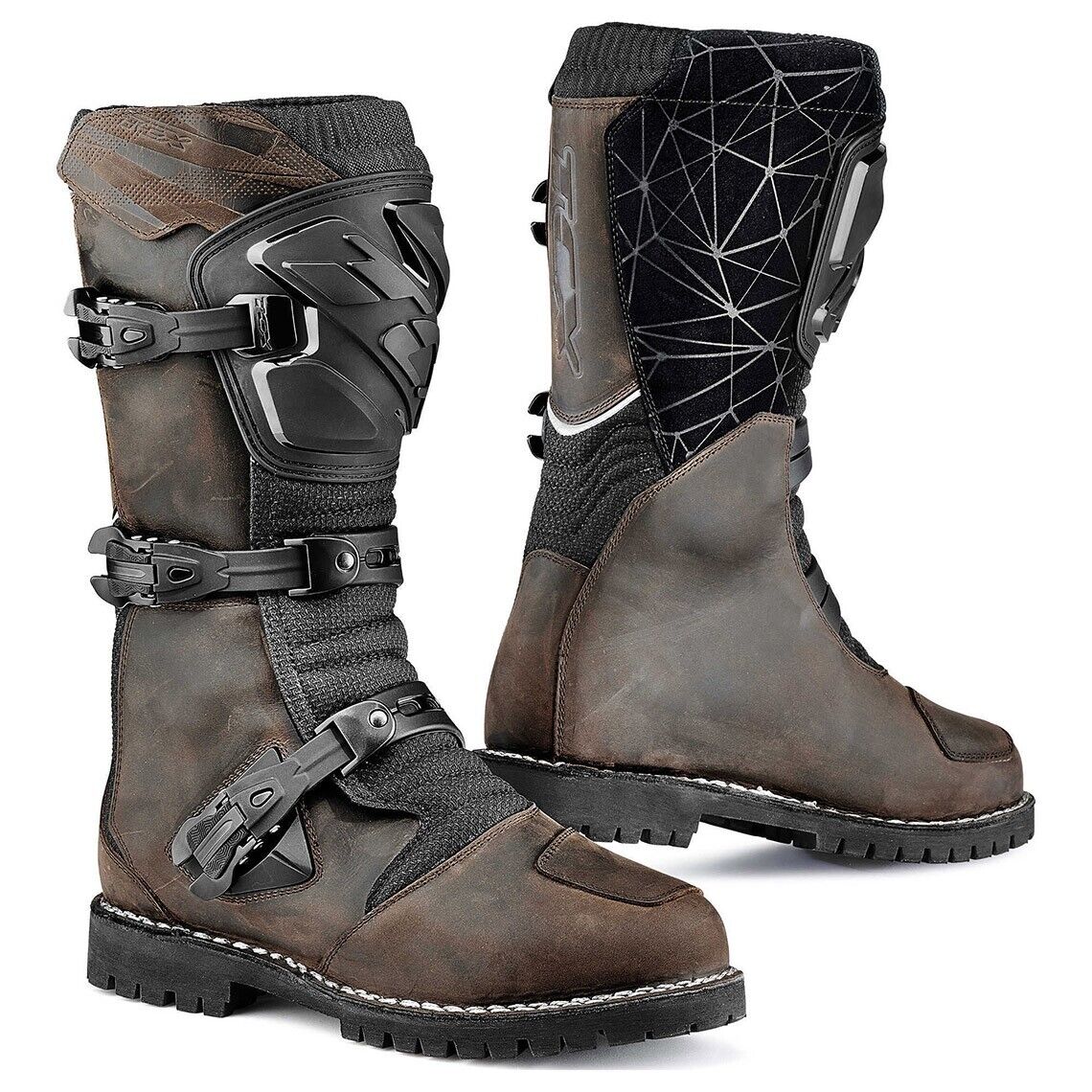 STIVALI BOOTS MOTO ADVENTURE TOURING IMPERMEABILI TCX DRIFTER DARK BROWN TG 46
