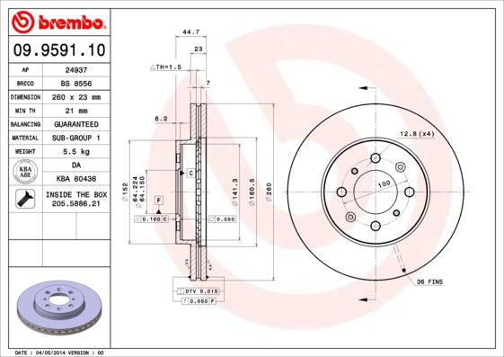 COPPIA DISCHI FRENO BREMBO 09959110  per HONDA CIVIC VII Hatchback (EU, EP, EV)