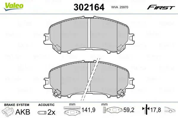 Pastiglie freno Assale anteriore 302164 VALEO per NISSAN RENAULT