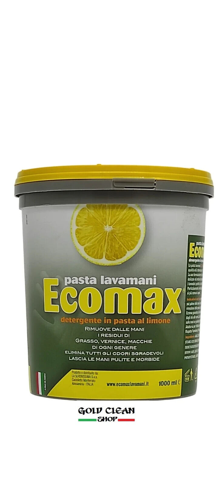 Pasta lavamani limone Ecomax sgrassante glicerina barattolo 4K Made in Italy