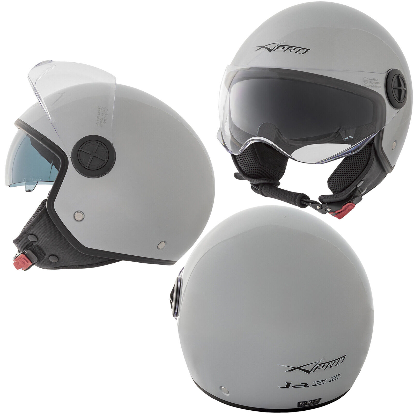 Jet Helmet Motorcycle Open Scratchproof Visor Sun Scooter ECE 22-06 Silver XXL