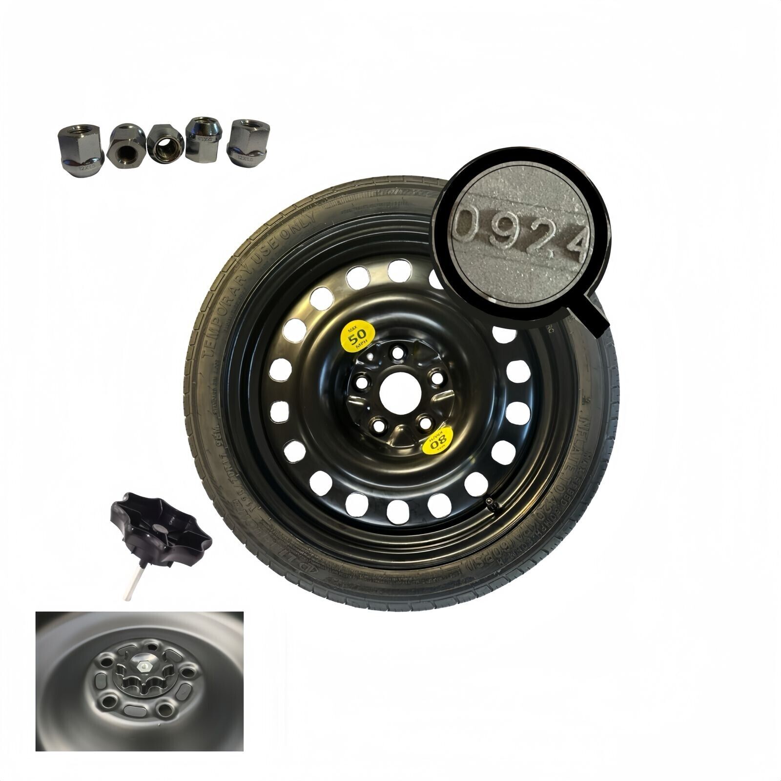 RUOTINO DI SCORTA 17" PER TOYOTA CH-R CON 5 DADI E VITE FISSAGGIO 125/80R17