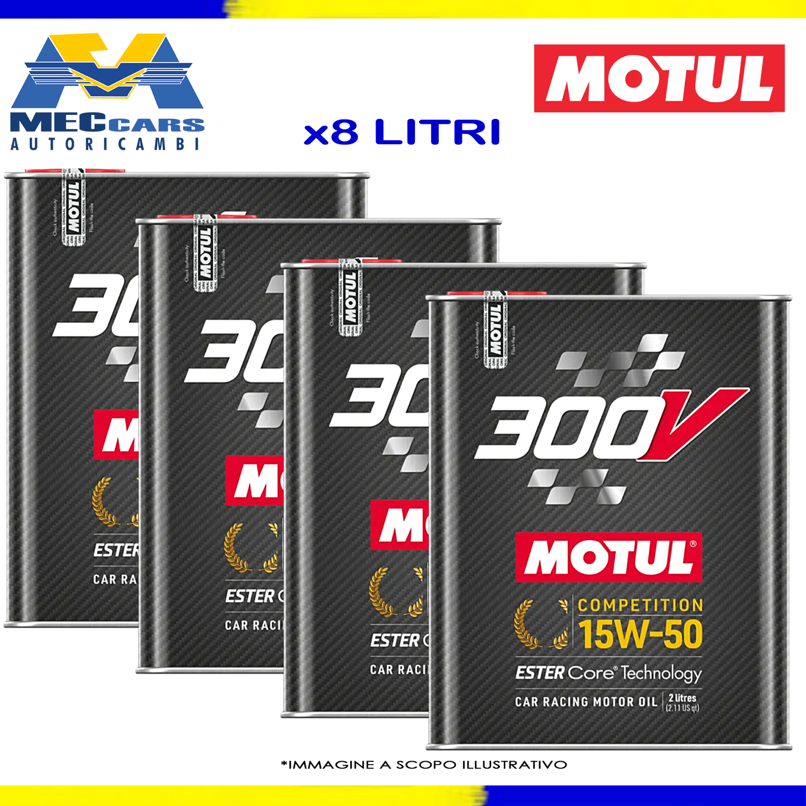 8 LITRI MOTUL 300V COMPETITION 15W50 LUBRIFICANTE MOTORE 100% SINTETICO 4 TEMPI