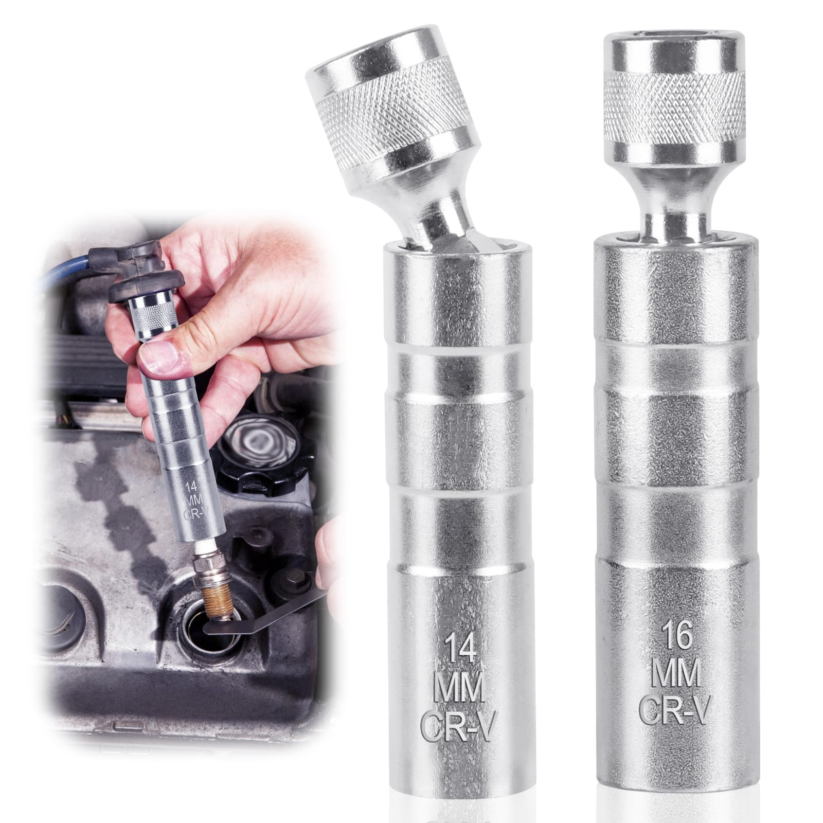 2 Pezzi Chiave Candela 16mm/14mm, Universale Magnetica Chiave a Bussola, (n3e)