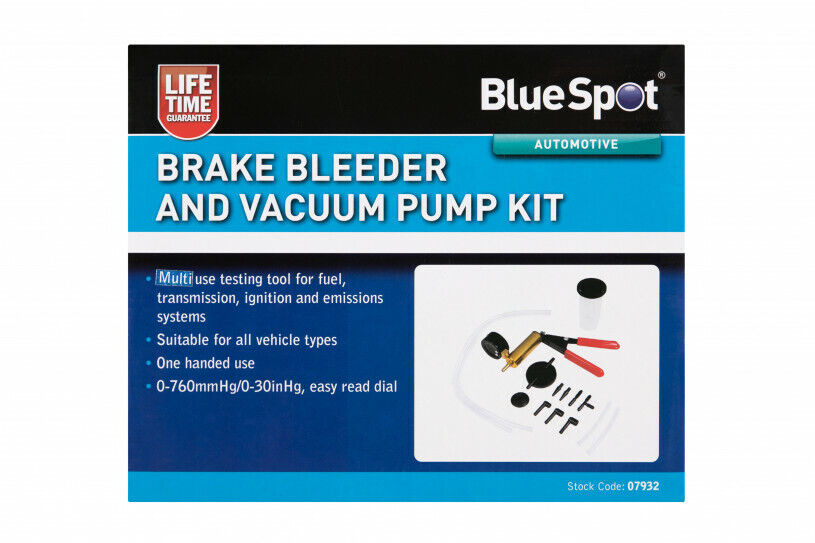 BlueSpot 07932 kit spurgo freni e tester pressione sistemi alimentazione, vuoto