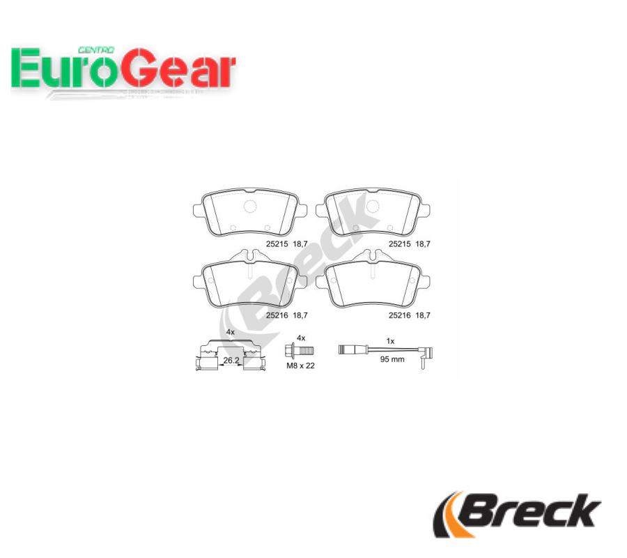 Freno A Disco Kit Pastiglie Freno Breck 25215 00 554 00 for Mercedes-Benz