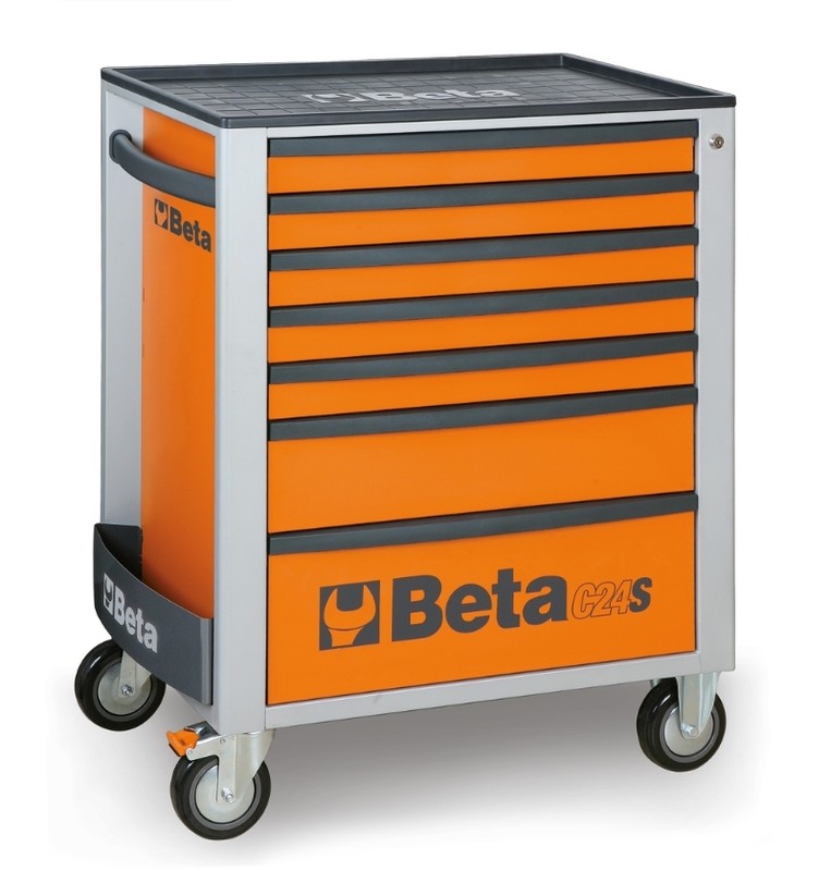 Mobile workshop trolley with seven drawers BETA orange