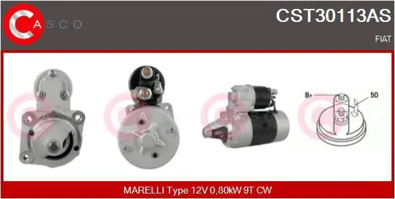 Motorino di avviamento Senso rotazione orario CST30113AS CASCO per FIAT PANDA