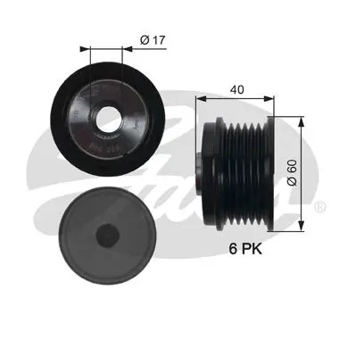 Frizione alternatore puleggia OAP7154 GATES per FORD MAZDA VOLVO