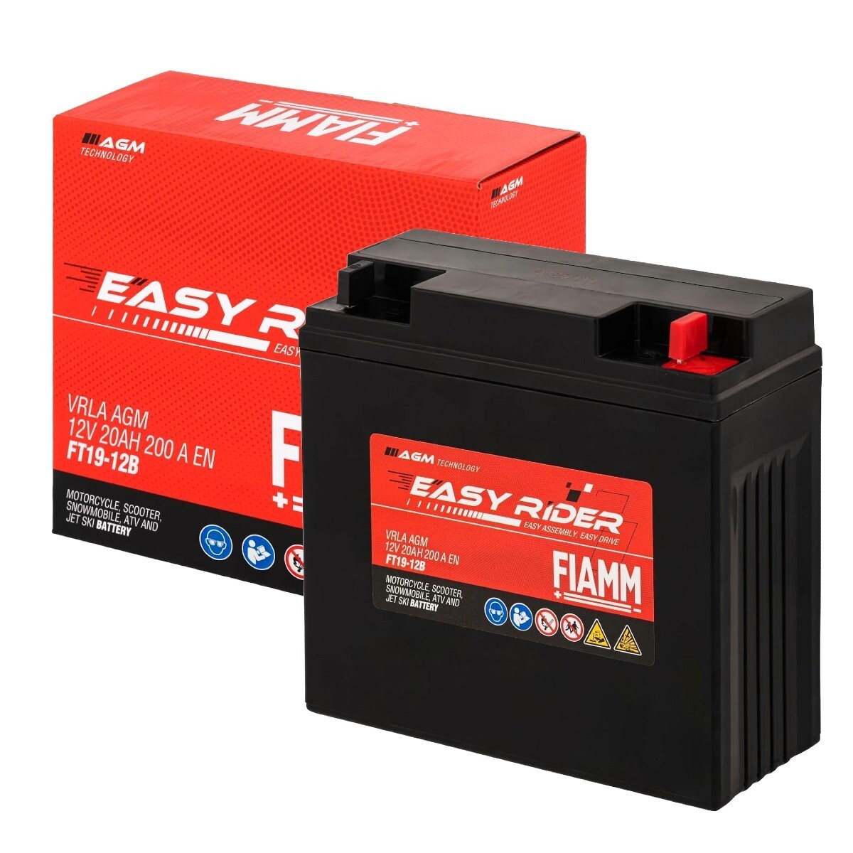 FIAMM FT19-12B EASY RIDER AGM 20AH 200A 12V BATTERIA MOTO +DX 181x76x168 mm