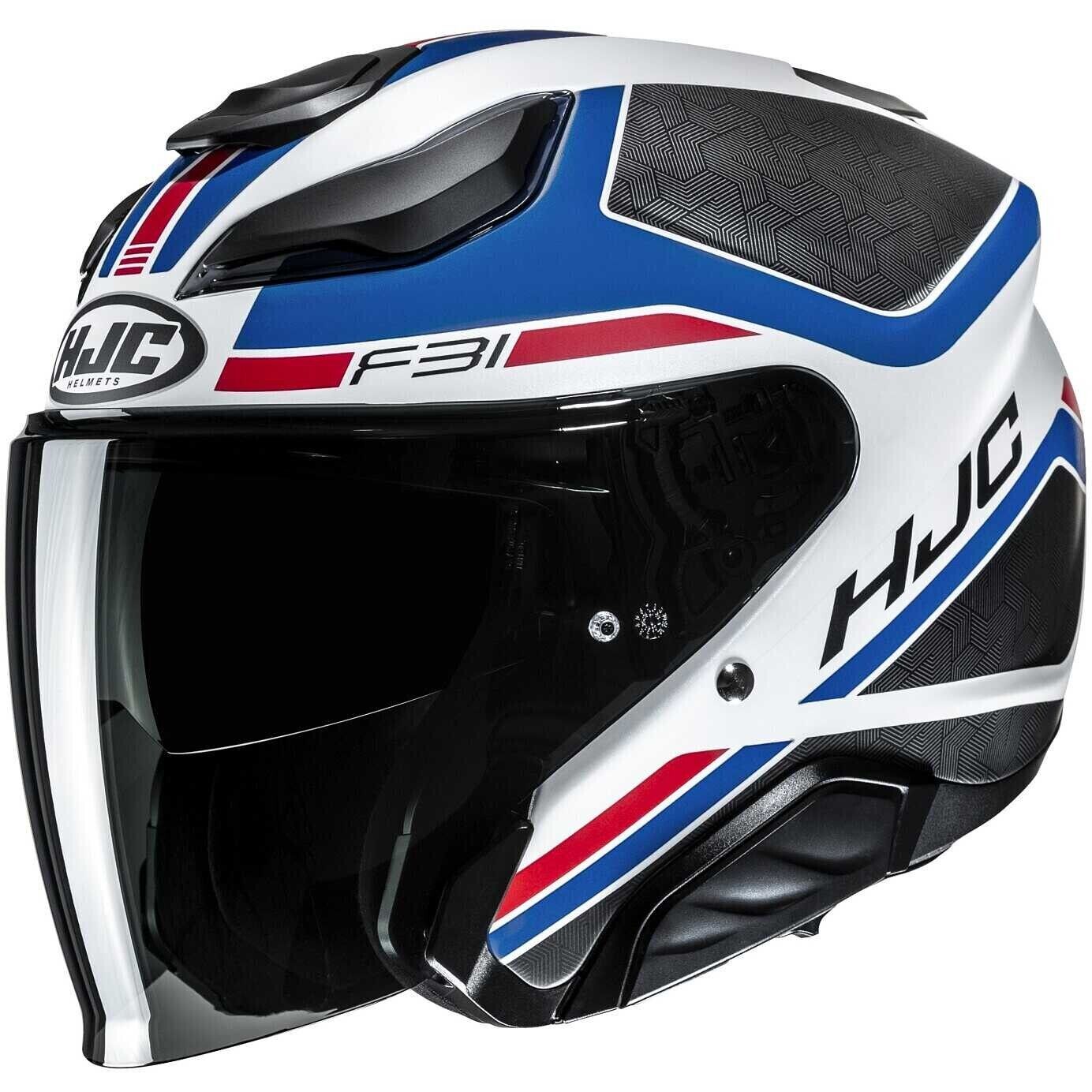 CASCO JET HELMET FIBRA MOTO HJC F31 CERON MC21SF BIANCO BLU ROSSO TG XS