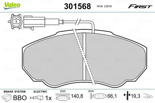 Pastiglie freno Assale anteriore 301568 VALEO per PEUGEOT FIAT CITROËN