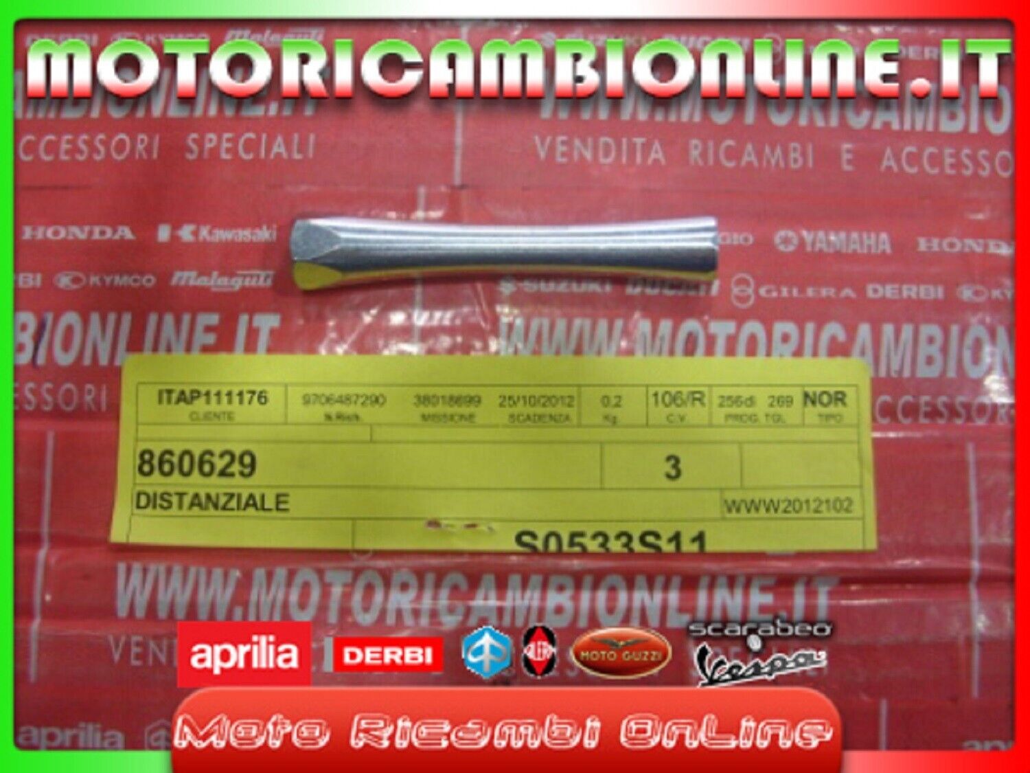 DISTANZIALE filettato codice 860629 Originale Aprilia Dorsoduro Shiver 750 1200