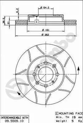 2x Disco freno ventilazione interna 09.5509.75 BREMBO per ROVER HONDA MG LOTUS