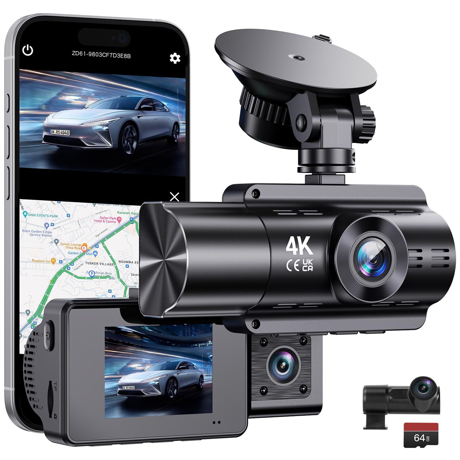 Dashcam auto anteriore e posteriore wireless dash cam 360 gradi di sorveglianza