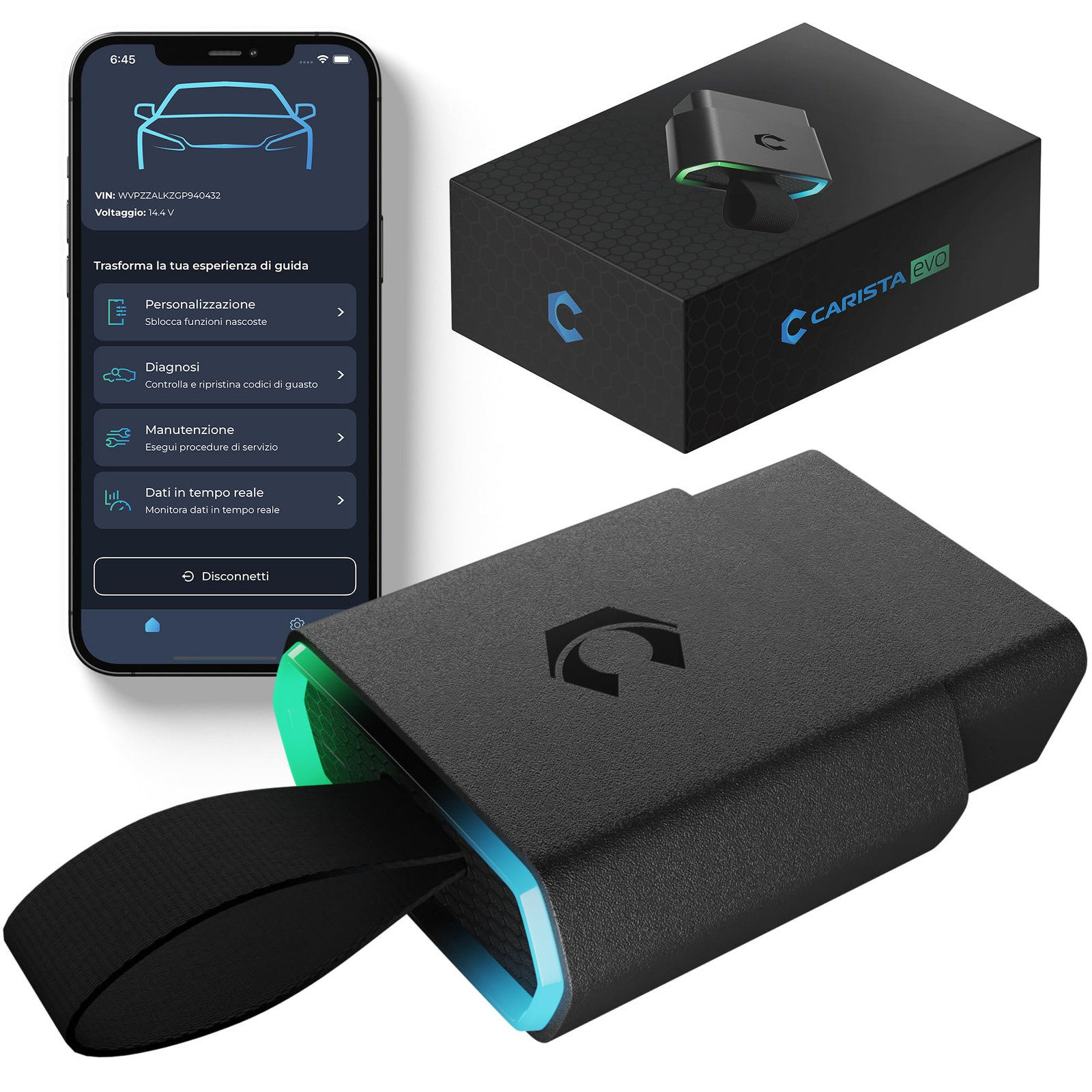 Carista EVO - Bluetooth Lettore: Diagnosi, Codifiche, Strumenti di (N0P)