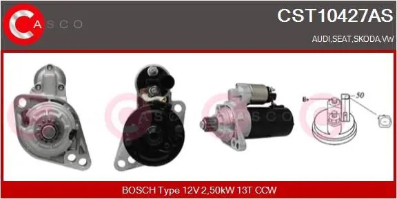 Motorino di avviamento Senso rotazione antiorario CST10427AS CASCO