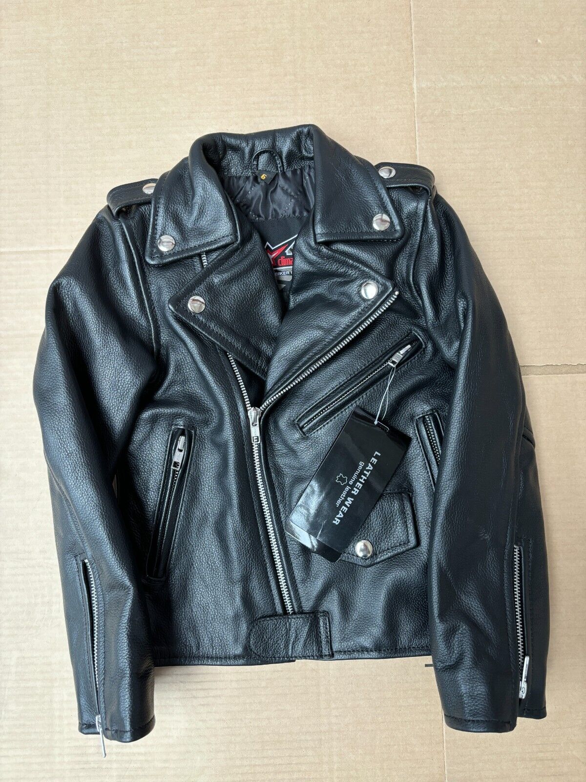 Giacca In Pelle Per Bambini Marlon Biker Moto Con Armatura CE Originale