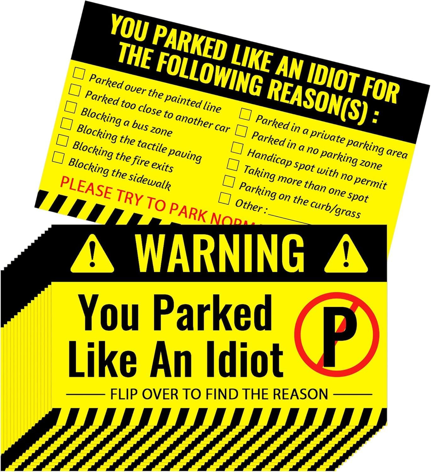 CDXHOME Bad Parking Cards - 100 biglietti divertenti per violazione del (D2w)