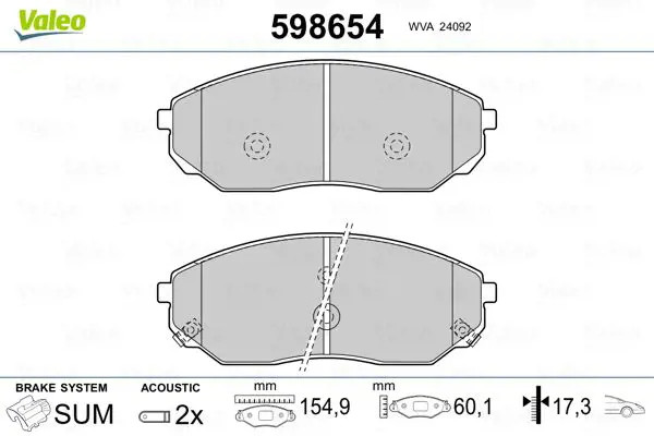 Pastiglie freno Assale anteriore 598654 VALEO per KIA SORENTO I SORENTO I VAN
