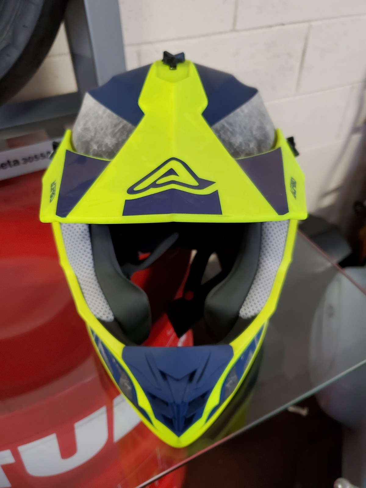 CASCO MOTOCROSS ENDURO GIALLO BLU ACERBIS TAGLIA L ORIGINALE NUOVO