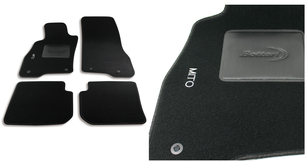 KIT 4 PEZZI TAPPETI TAPPETINI MOQUETTE PER ALFA ROMEO MITO C/BOTTONI