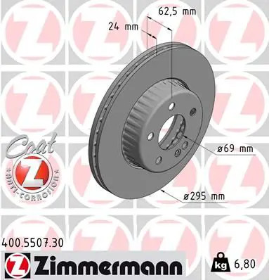 2x Disco freno ventilazione interna 400.5507.30 ZIMMERMANN per MERCEDES-BENZ