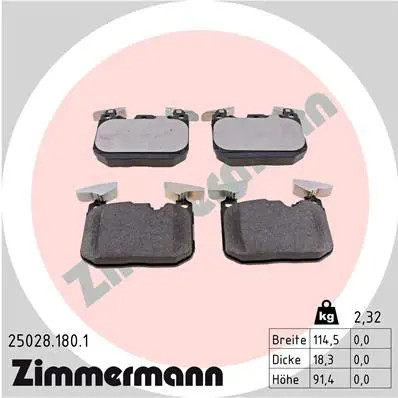 Pastiglie freno 25028.180.1 ZIMMERMANN per BMW 1 3 3 Touring 2 Coupé 4 Cabriolet