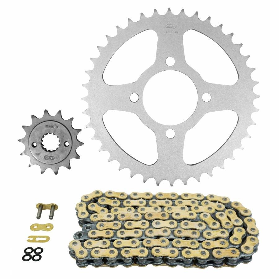 Kit catena adattabile Suzuki 400 LT Z 2002+2009 520 14x40 (diametro corona 64-84