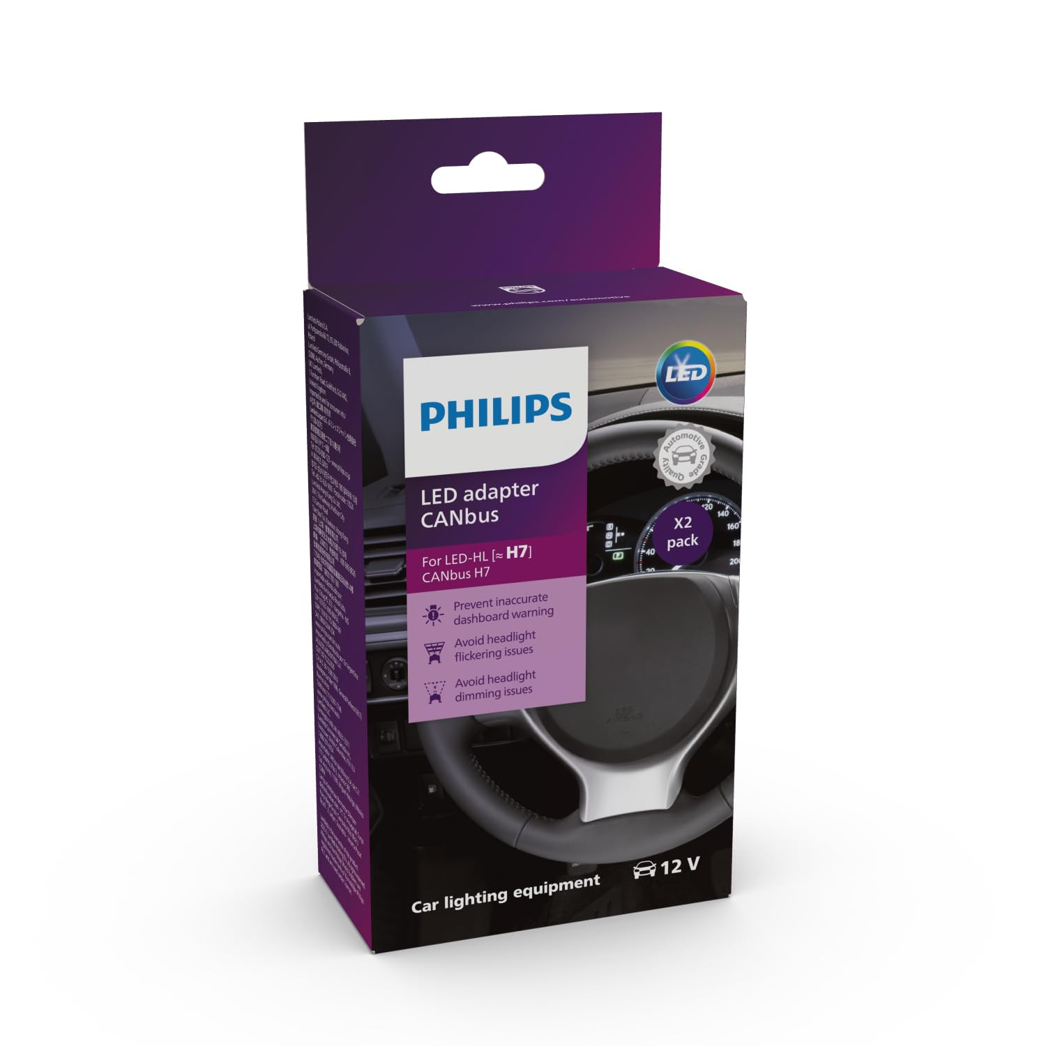 Philips Adattatore CANbus LED (H7), soluzione 3 in 1, set di 2 (B2Q)