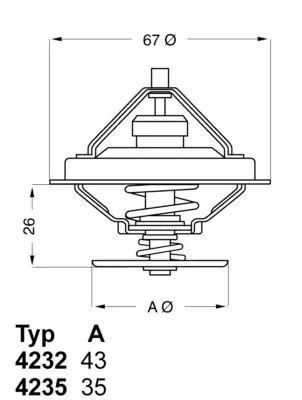 Termostato 4235.80D BorgWarner (Wahler) per BMW 3 3 Touring 3 Coupé 5 2500-3.3 6