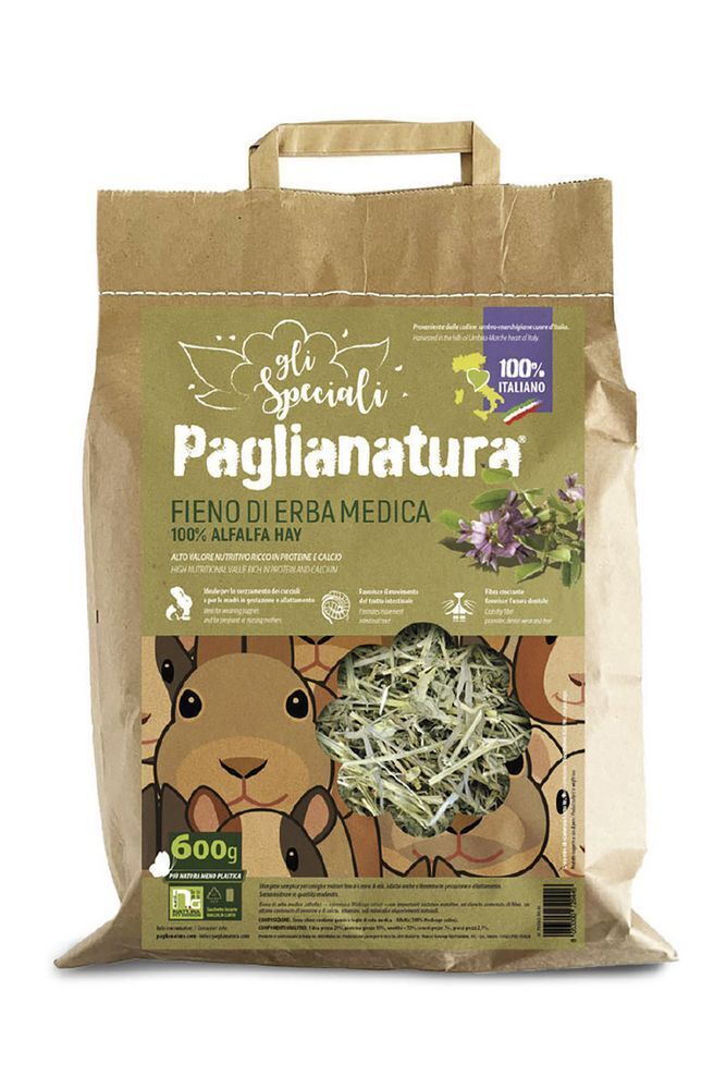 Paglianatura Alfalfa 100% 600 gr. - Nutrimento Naturale e Proteico per Conigli e
