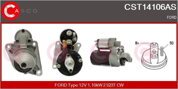 Motorino di avviamento Senso rotazione orario CST14106AS CASCO per FORD KA