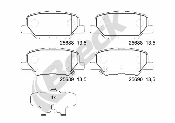 Pastiglie freno 25688 00 702 00 BRECK per MITSUBISHI PEUGEOT CITROËN MAZDA