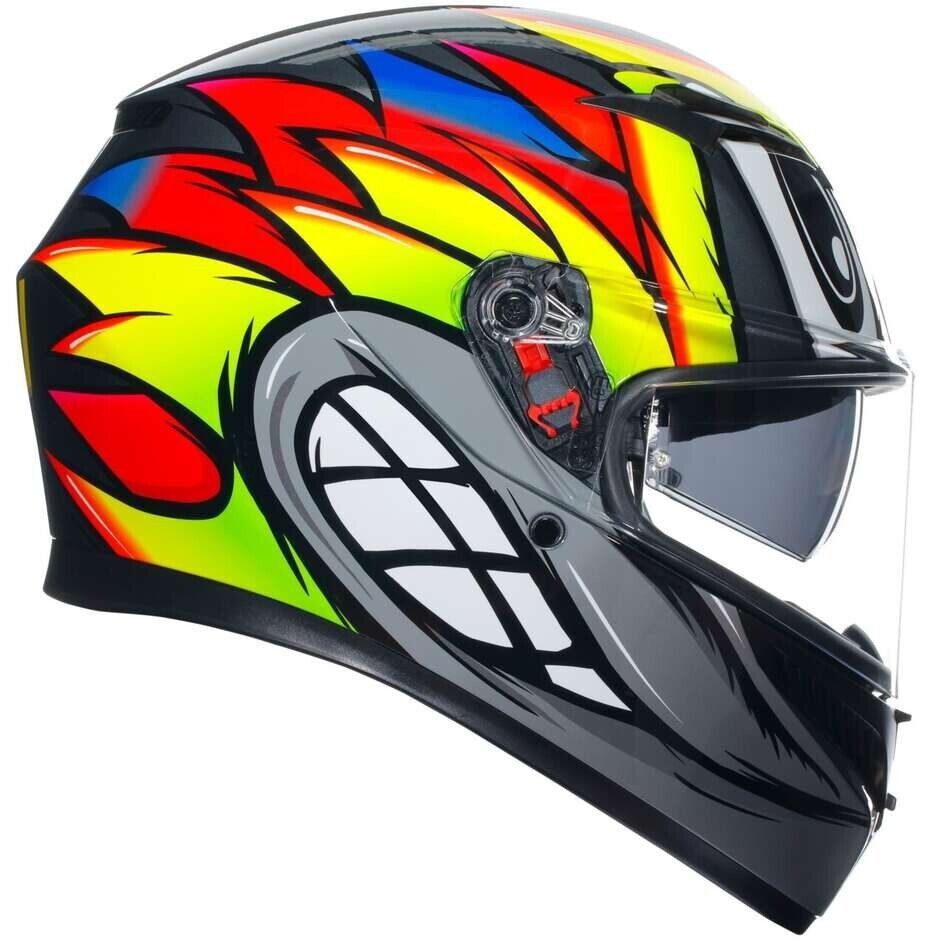 CASCO MOTO INTEGRALE AGV K3 ECE22.06 MULTI BIRDY 2.0 BLACK YELLOW RED TG XS