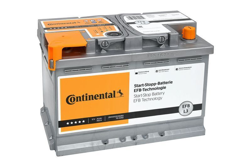 Batteria Auto CONTINENTAL EFB Start&Stop 70Ah 760A FIAT 500 GIULIETTA PUNTO EVO