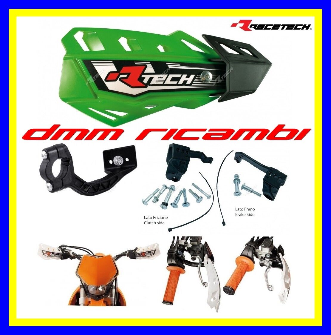 Paramani RACETECH FLX universali Moto Cross Enduro Motard Mini Pit-Bike (Verde)