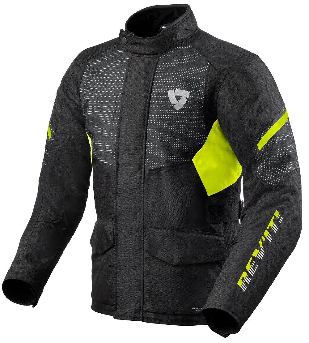 GIACCA JACKET MOTO REV'IT DUKE H2O NERO GIALLO FLUO BLACK YEL IMPERMEABILE TG XL